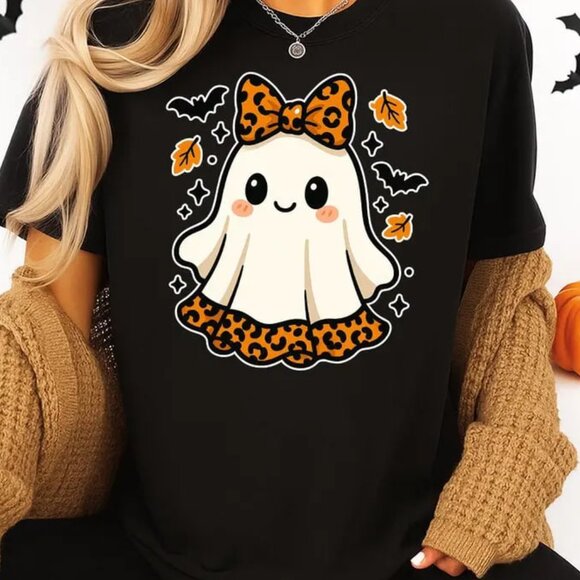 Tops - Cute Ghost Halloween Shirt, Preppy Boo Shirt Spooky Season Shirt